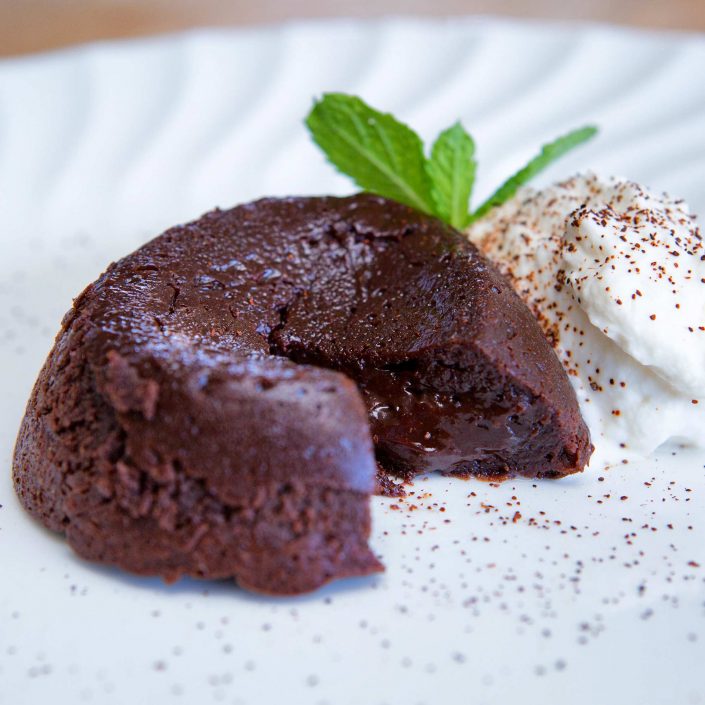 Ancho Chili Chocolate Lava Cake with Whipped Cream