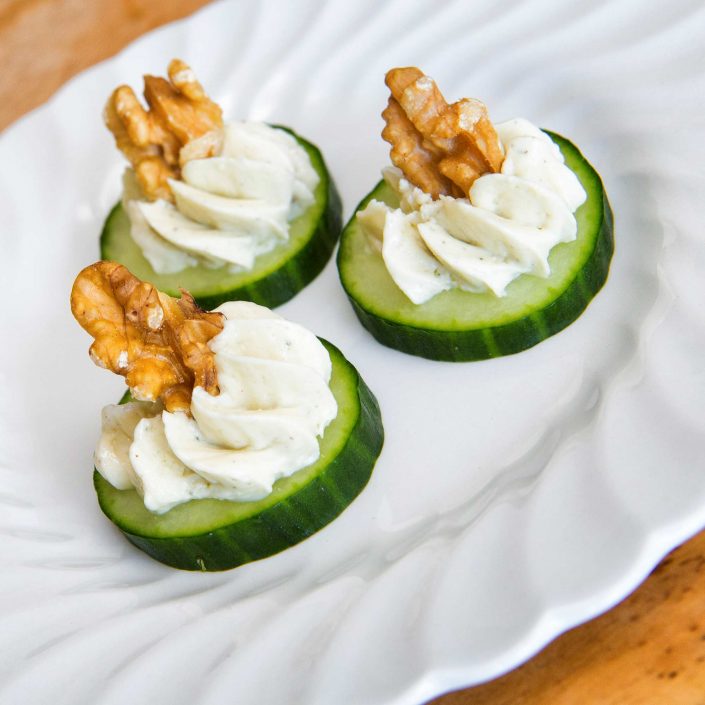 Stilton Mousse Canapés with Walnuts and Honey